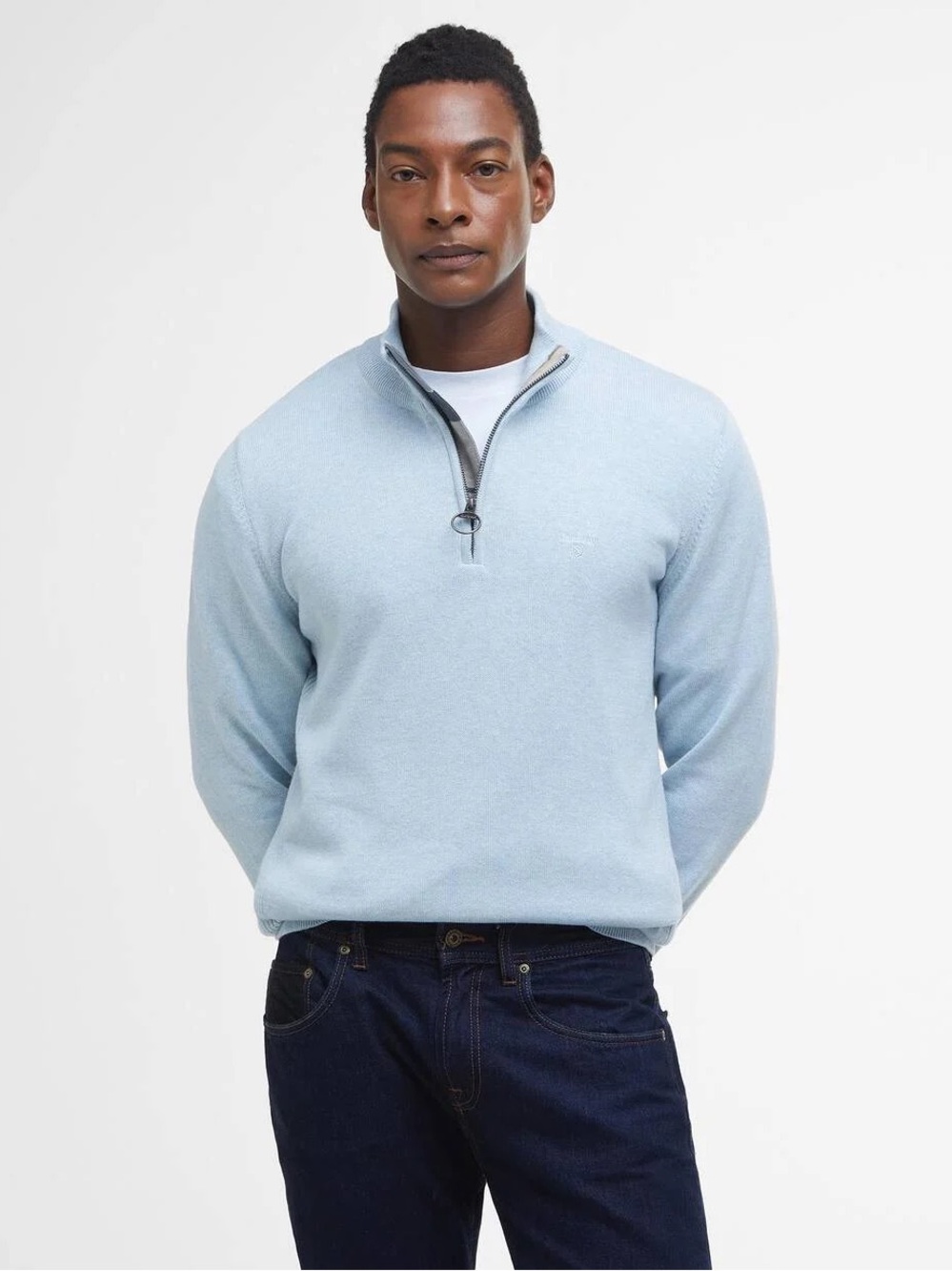 Barbour Pale Blue Half-Zip Sweater